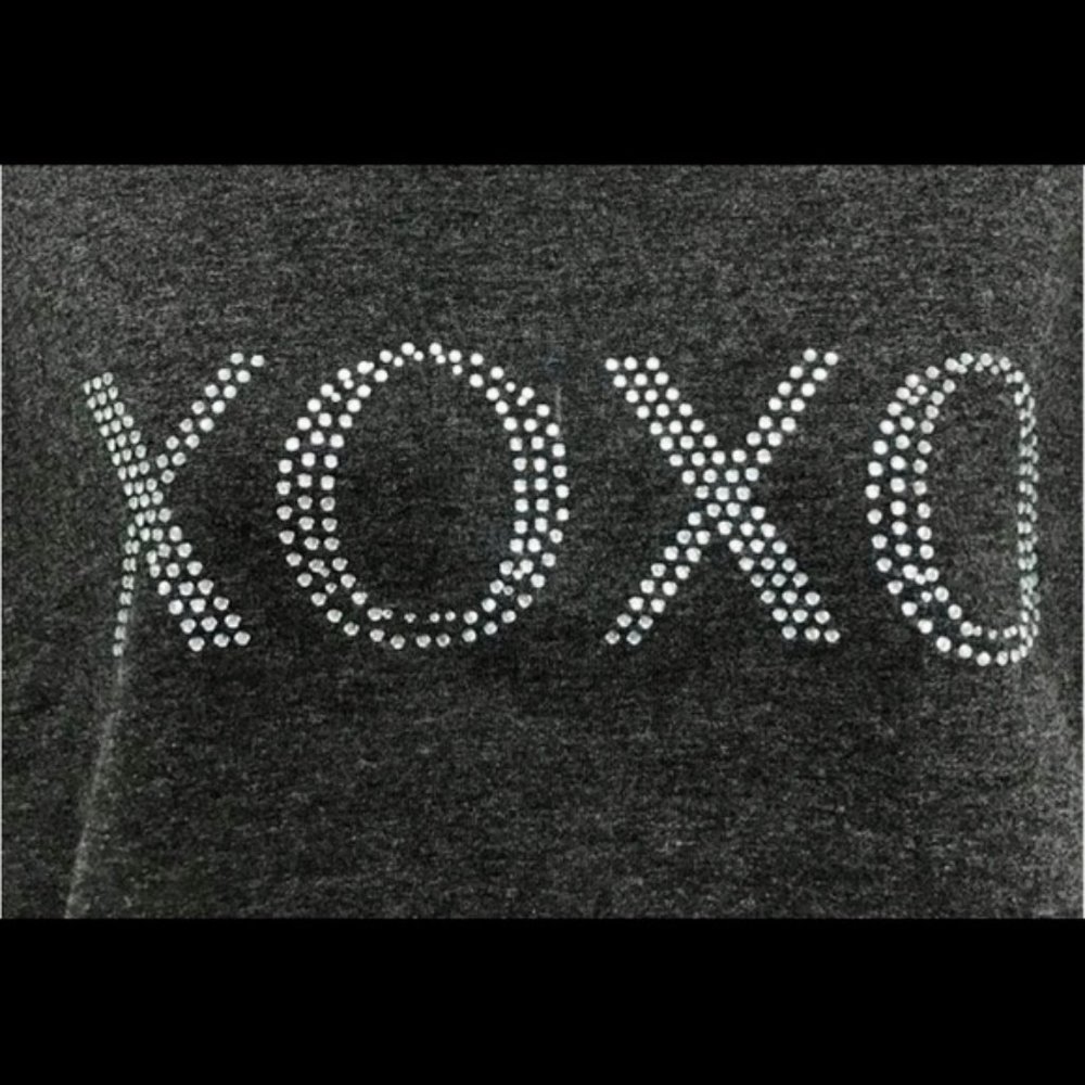 XOXO Gray Rhinestone Logo Crop Sweatshirt Size M - Picture 3 of 5
